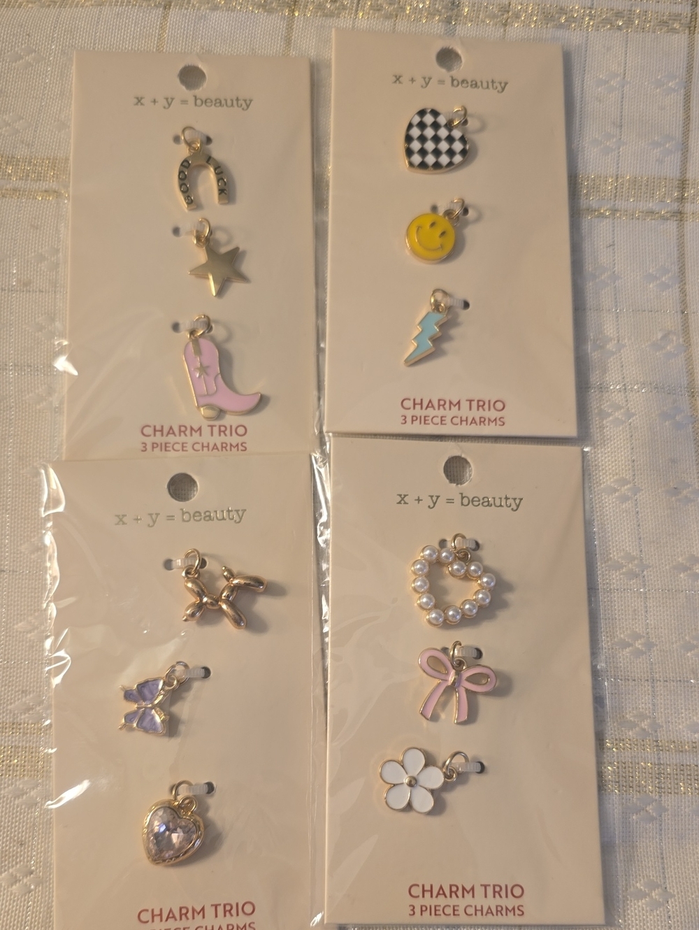 4 Charms Trio, Add To Bracelets, Necklace & Bags, Assorted New